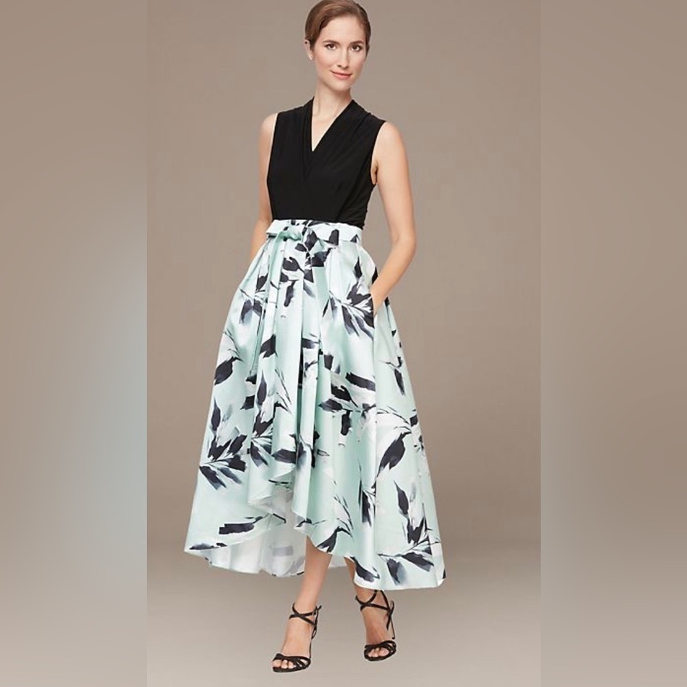Nwot SLNY sleeveless printed high-low mikado dress size 12